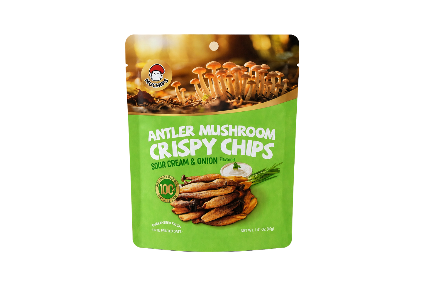 Crispy deer antler mushroom chips - Sour cream & onion