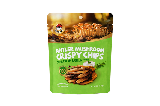 Crispy deer antler mushroom chips - Sour cream & onion